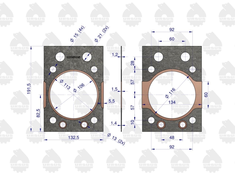 Uszczelka głowicy okuta miedzią 46505130 C-360 ORYGINAŁ URSUS 2