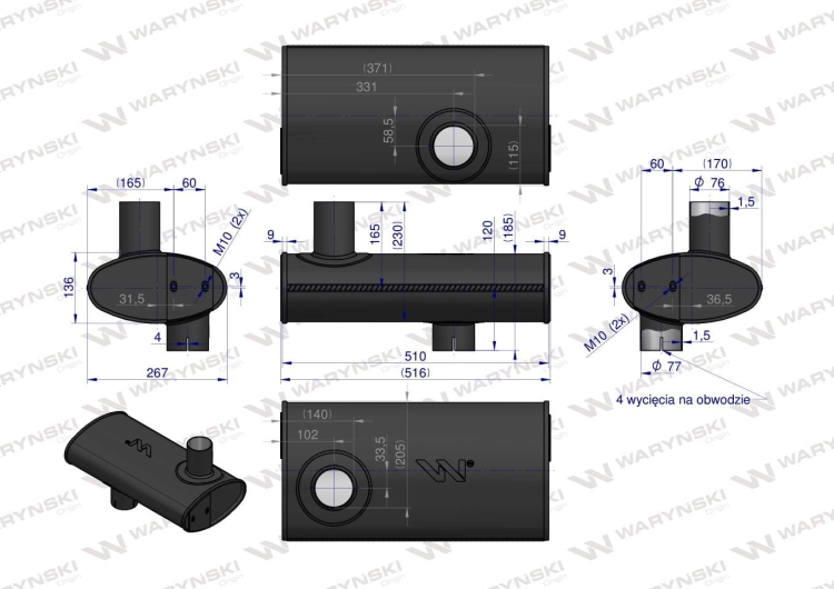 Tłumik pierwszy puszka 87704568 Case WARYŃSKI 4