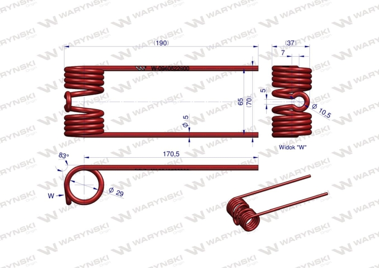 Palec podbieracza zastosowanie Welger WARYŃSKI rysunek techniczny