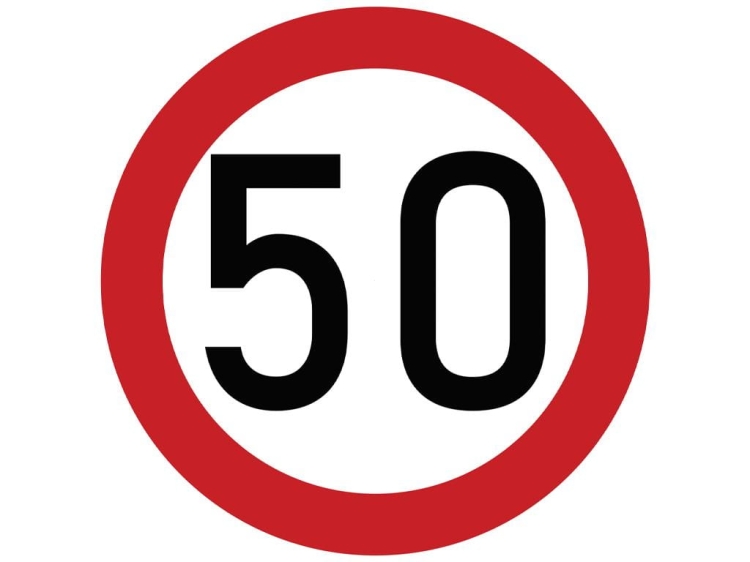 Naklejka limit prędkości 50