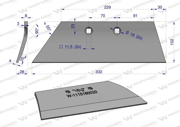 Lemieszyk przedpłużka lewy PO1318 Waryński (2)