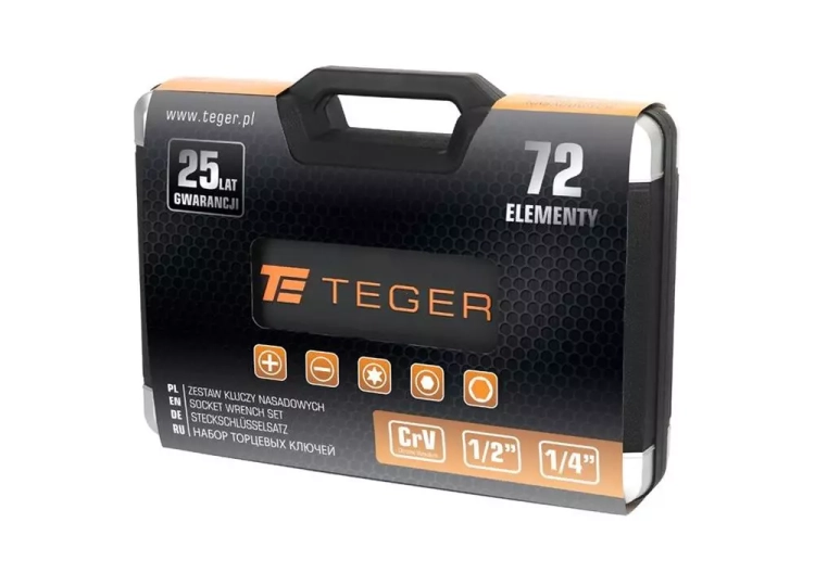 Zestaw kluczy nasadowych 72 szt TEGER 4