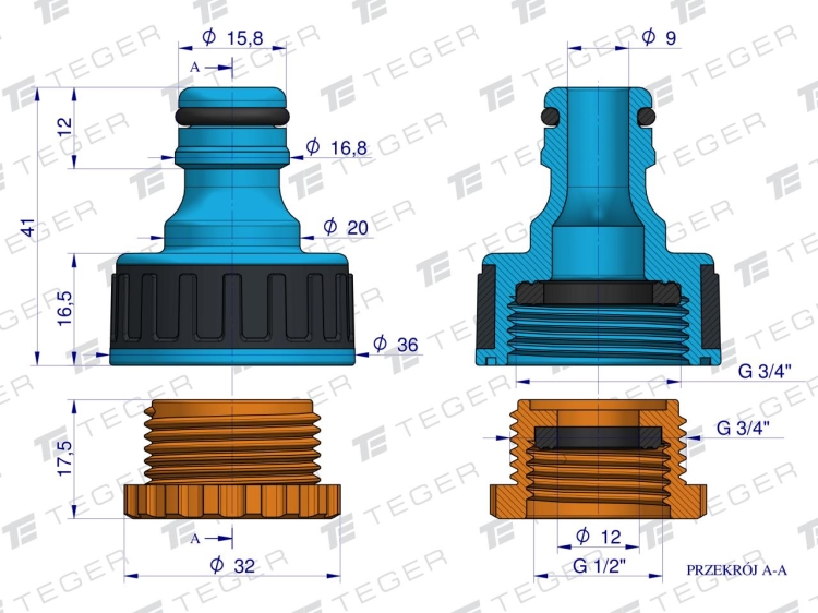 Przyłącze do kranu 1/2" & 3/4" TEGER 4