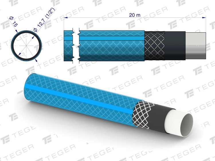 Wąż ogrodowy FI 1/2" 20m "STANDARD PLUS" TEGER 2