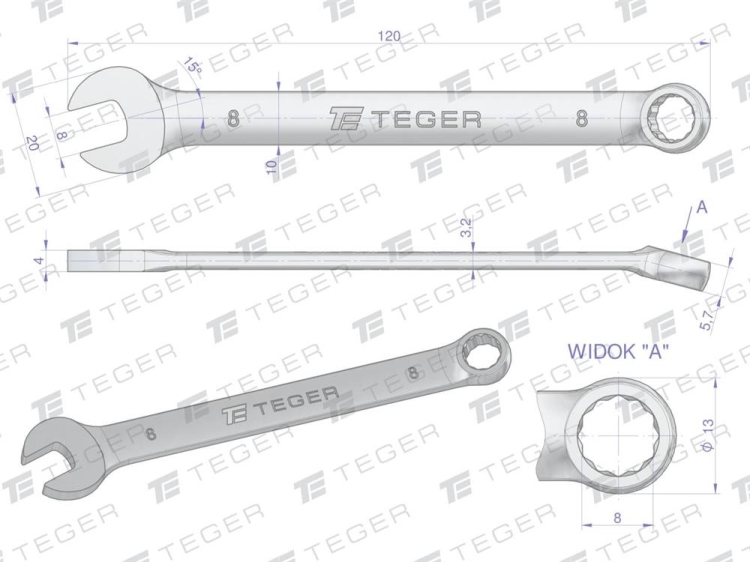 Klucz płasko-oczkowy 8 mm TEGER (3)