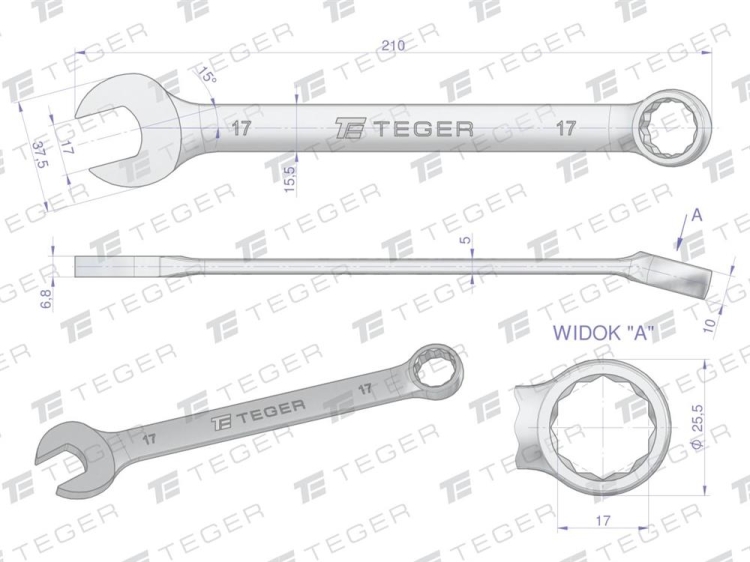Klucz płasko-oczkowy 17 mm / TEGER  (3)