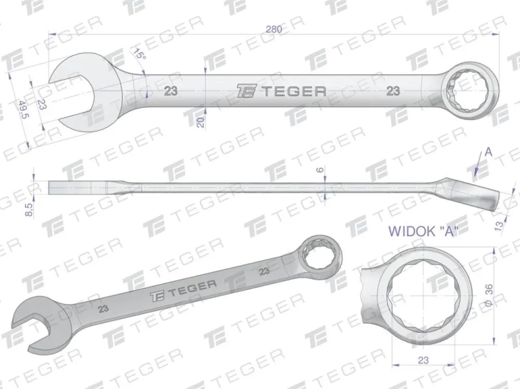Klucz płasko-oczkowy 23 mm  TEGER (3).webp