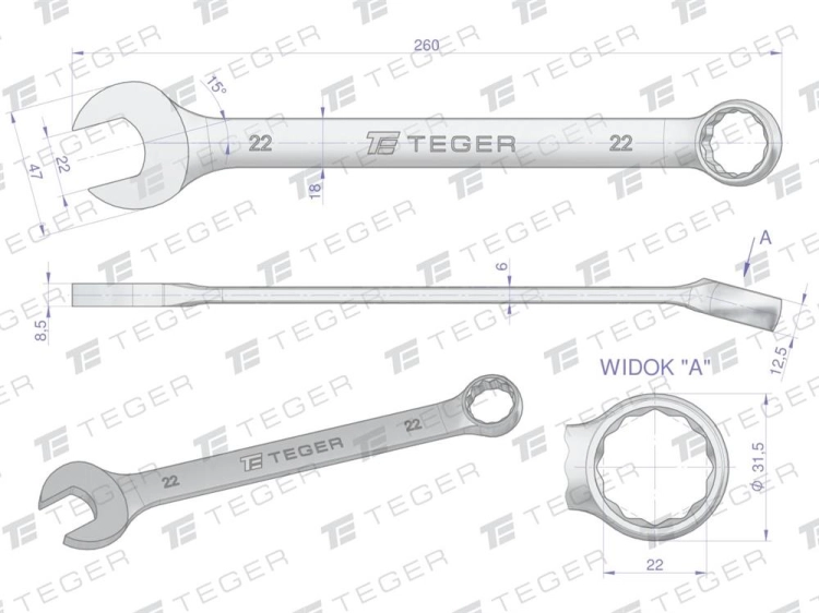 Klucz płasko-oczkowy 22 mm  TEGER (3).webp