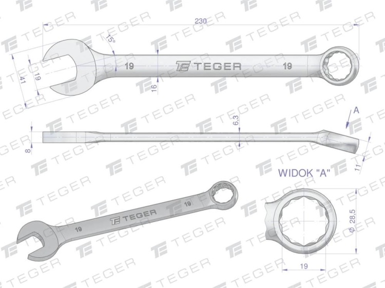 Klucz płasko-oczkowy 19 mm  TEGER (3).webp