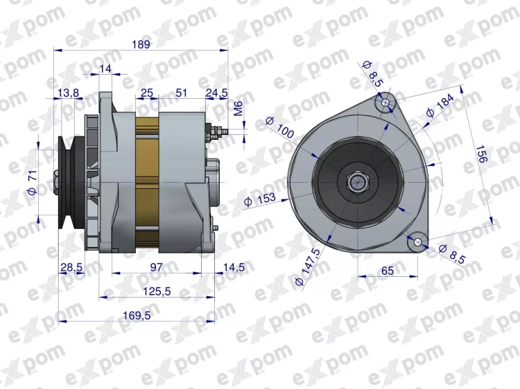 Alternator Bizon A120E 400257ER 3660200 28V 40A EXPOM (4)