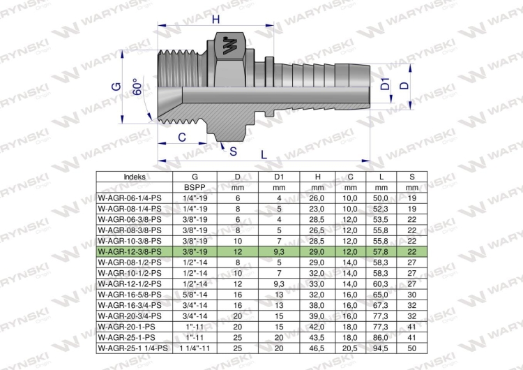 W-AGR-12-3/8-PS