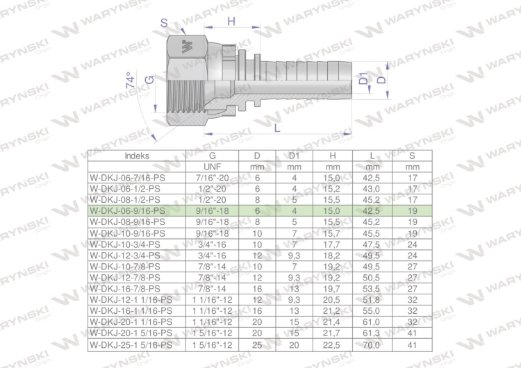Zakucie hydrauliczne DKJ DN10 9/16"-18 UNF PREMIUM Waryński (3)
