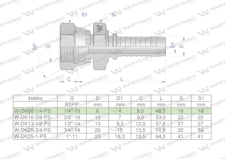 Zakucie hydrauliczne DK DN13 1/2" (pasuje do TOYOTA) PREMIUM Waryński (2)