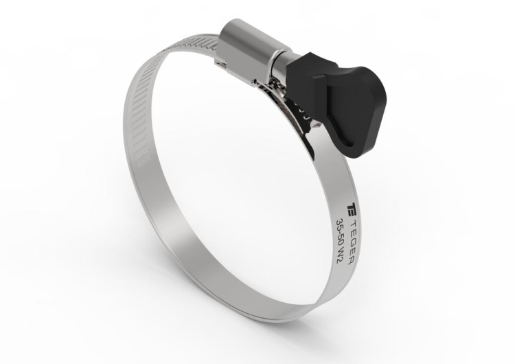 Opaska zaciskowa z pokrętłem 35-50 (32-50) ślimakowa (obejma W2 - stal nierdzewna) szerokość 9mm (blister) TEGER