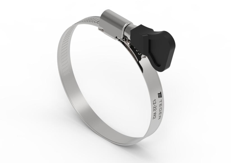 Opaska zaciskowa z pokrętłem 12-22 ślimakowa (obejma W2 - stal nierdzewna) szerokość 9mm (blister) TEGER