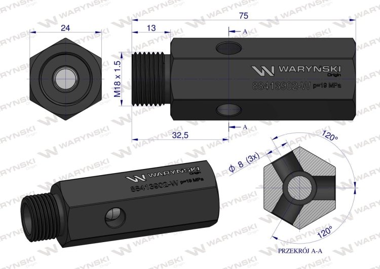 Zawór bezpieczeństwa cylindra hydraulicznego do C-385 WARYŃSKI 3