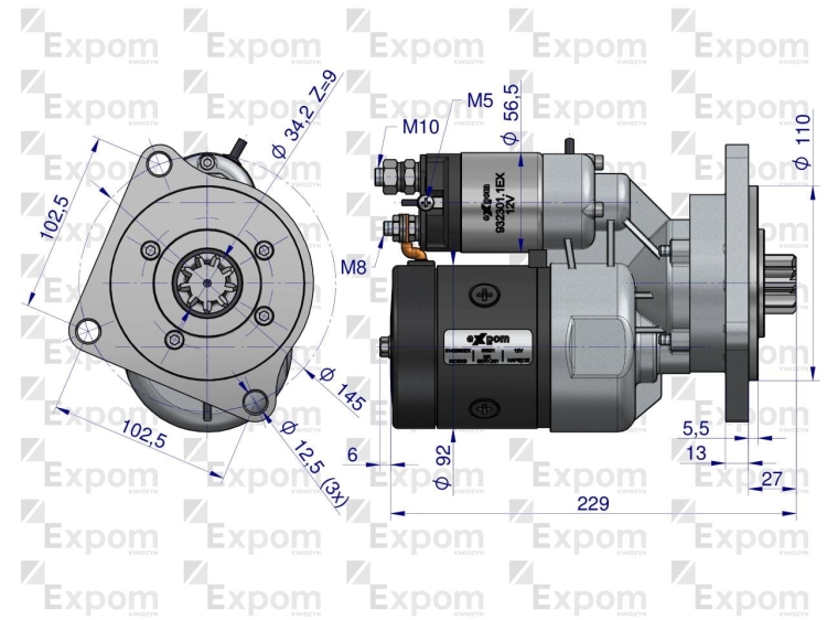 Rozrusznik z reduktorem typu Magneton Fiat 9142680 Blue Line EXPOM KWIDZYN 2