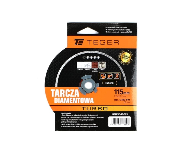 Tarcza diamentowa TURBO 115x22,23 mm TEGER 2