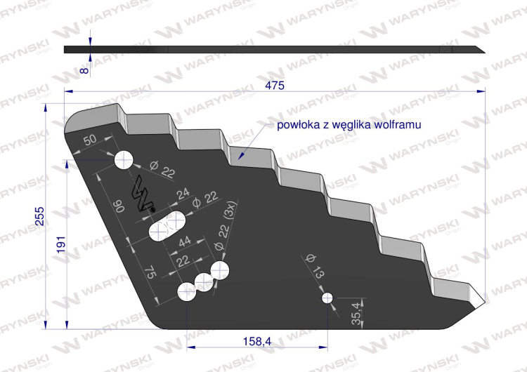Nóż paszowozu zastosowanie Mayer z węglikiem wolframu Waryński (2)