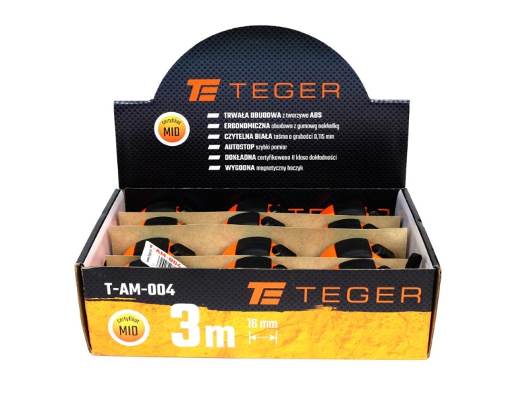 Miara stalowa rozwijana 3m 16mm TEGER 2