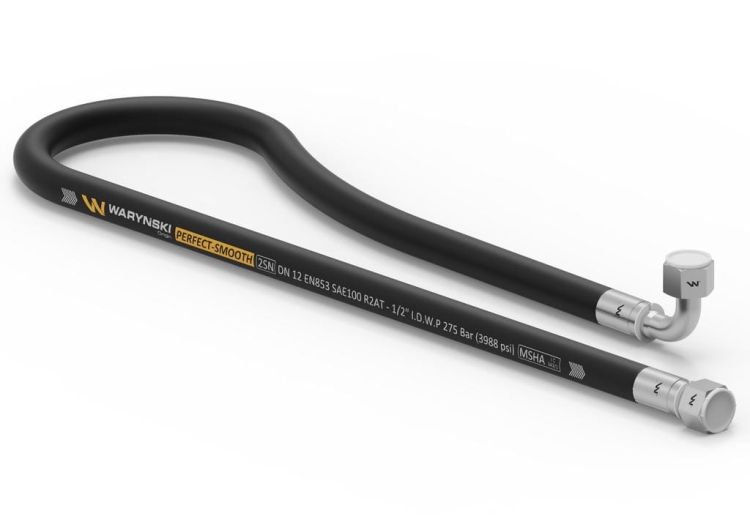 Przewód hydrauliczny gładki z uszczelnieniem - 275 bar gwint M22x1.5 prosta/90 stopni L-2500mm DN12-2SN (AK-13-1500; P11P12) 27.5MPa Waryński