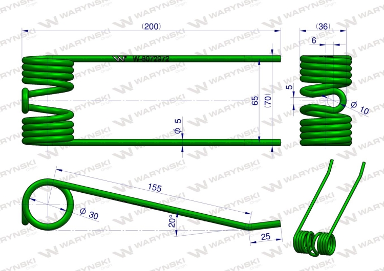 Palec sprężysty podbieracza do Claas 8072972 Waryński 2