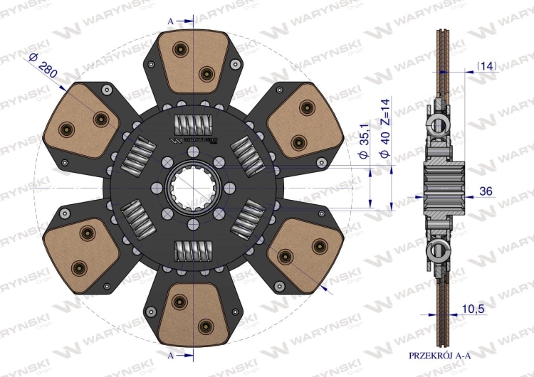 Tarcza sprzęgła Ceramiczna 1930364 FIAT LANDINI MF NEW HOLLAND Waryński 3