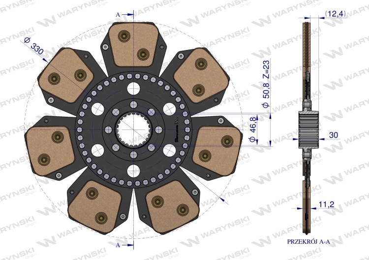 Tarcza sprzęgła ceramiczna 3618835M1 MF Waryński 3