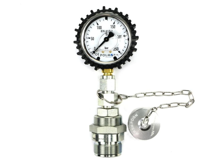 Zestaw pomiarowy ciśnienia hydrauliki z manometrem 250 bar gniazdo skręcane Waryński