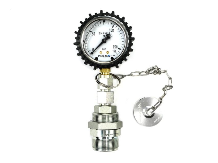 Zestaw pomiarowy ciśnienia hydrauliki z manometrem 160 bar gniazdo skręcane Waryński 2