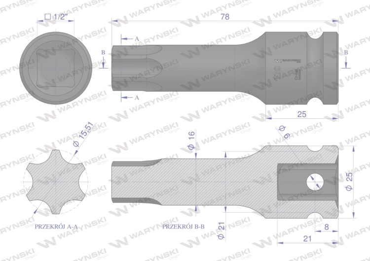 Nasadka udarowa 1/2 gwiazdkowa STAR T70 Waryński  3