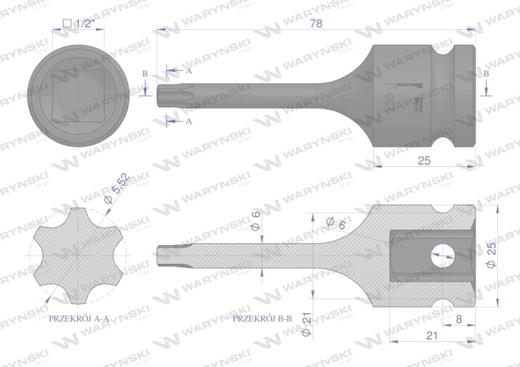 Nasadka udarowa 1/2 gwiazdkowa STAR T30 Waryński 3