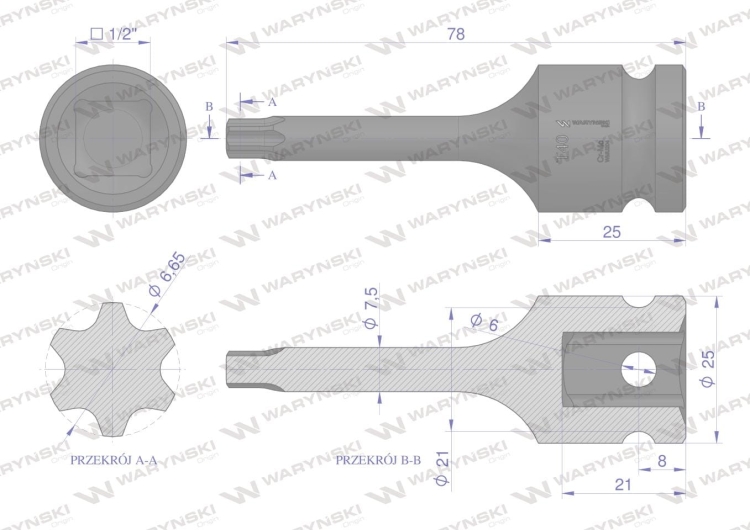 Nasadka udarowa 1/2 gwiazdkowa STAR T40 Waryński  3
