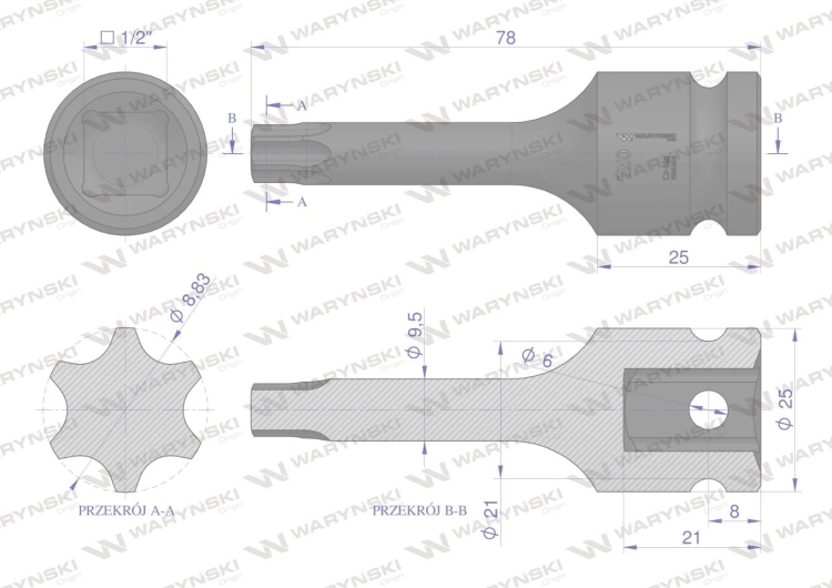 Nasadka udarowa 1/2 gwiazdkowa STAR T50 Waryński 3