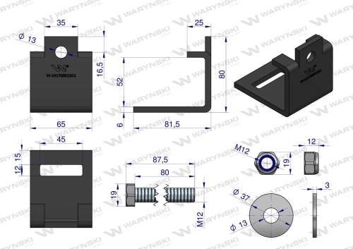 Nakładka zęba agregatu 45x10 na profil 50x50 kpl. Waryński 2