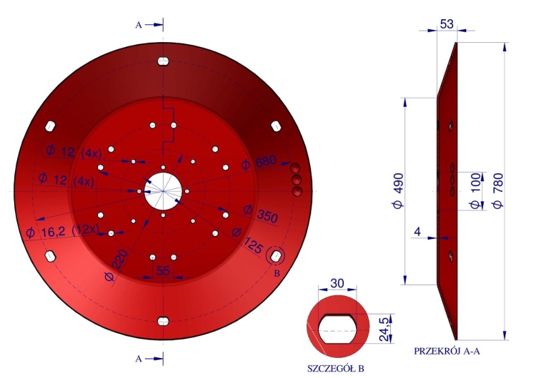 Talerz roboczy Kosiarka rotacyjna 1.65 m gr. 4mm Royal Farm 3