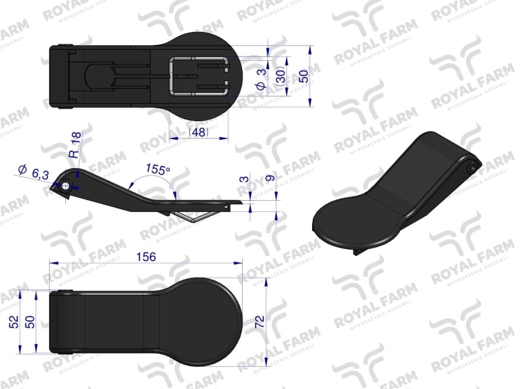 Język plastikowy poidła RF-20906026 ROYAL FARM 2