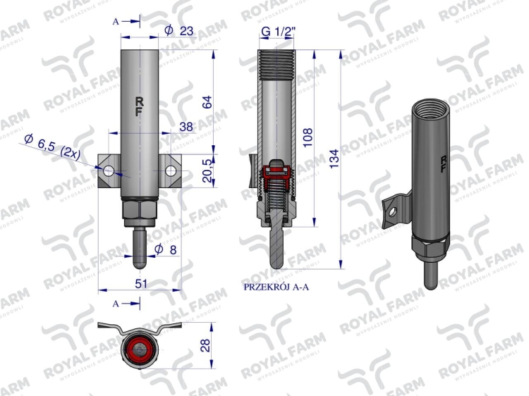 Smoczek do poideł żeliwnych ROYAL FARM 2