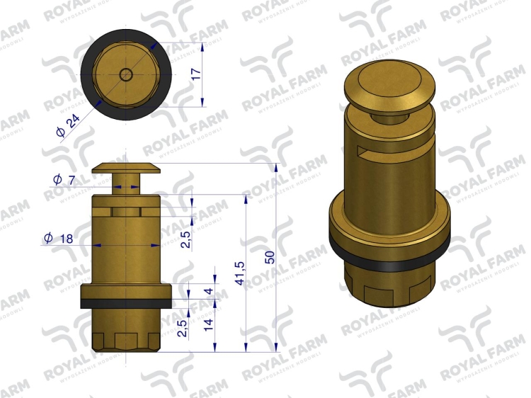Zawór kompletny poidła RF-20909015 RF-20909025 ROYAL FARM 2