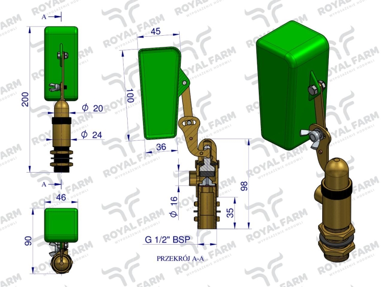 Pływak kompletny poidła RF-20909180 ROYAL FARM 2