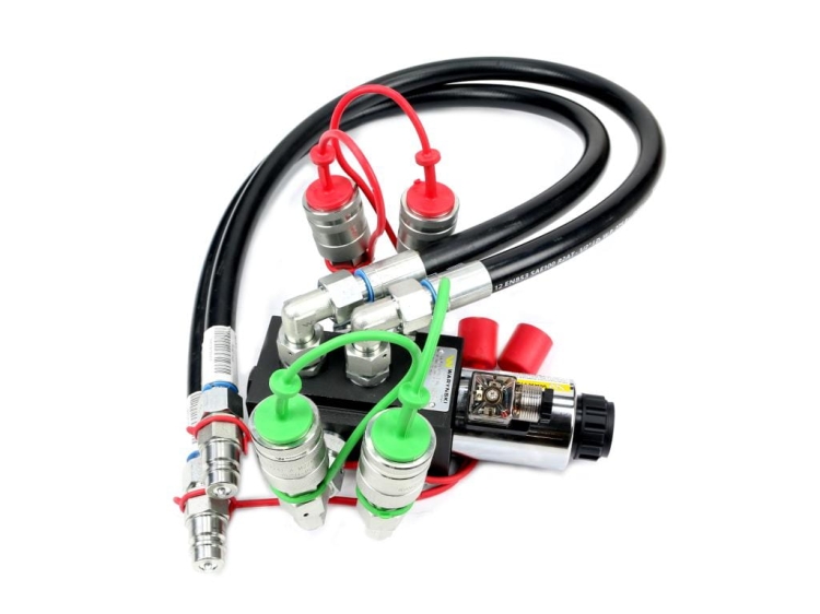 Zestaw hydrauliczny dodatkowej sekcji rozdzielacza z dzielnikiem szybkozłączami i przewodami 275bar 80l/min Waryński