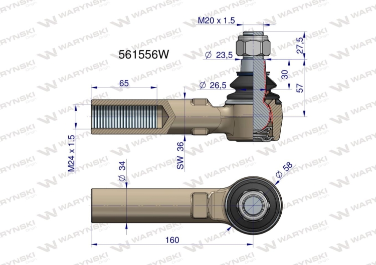 Przegub układu kierowniczego Manitou 561556 Waryński 3