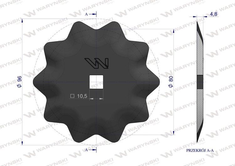 Nóż paszowozu okrągły 94x5 mm Luclar Seko Waryński 2