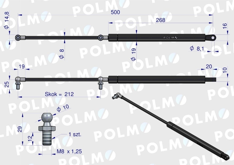 Siłownik tylnej szyby Case 3221531R1 POLMO  2