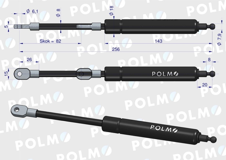 Siłownik szyberdachu New Holland 82002925 POLMO 2
