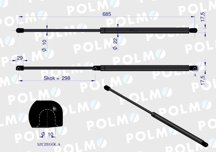 Siłownik podnoszenia maski New Holland 82011092 POLMO 2