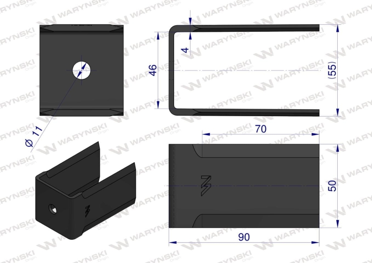 Nóż obrotowy sieczkarnia podwójny 90x50x4mm otwór 11 zastosowanie 1730717M2 MF WARYŃSKI 3