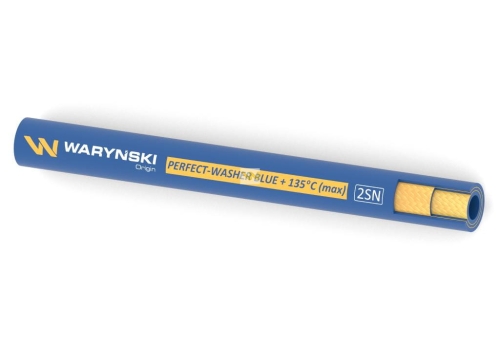 Wąż hydrauliczny do urządzeń myjących PERFECT-WASHER BLUE 135 stopni 2SN DN12 2-oplotowy 275 Bar Waryński