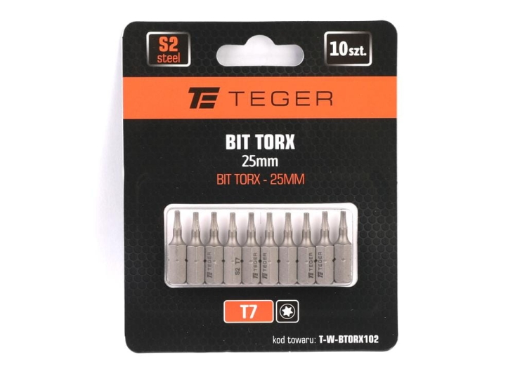 Bit TORX 25 mm/T7 (ZESTAW 10 SZT) TEGER