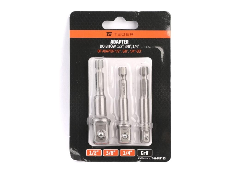 Adapter do bitów 1/2" 1/4" 3/8" - zestaw TEGER